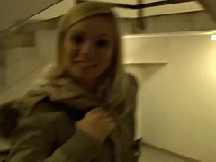 Leie, Tussi, Blondine, Auto, Im freien, Pov, Öffentlich, Realität