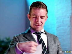 Américain, Noire, Tir de sperme, En levrette, Bâillonner, Talons, Bureau, Chevaucher