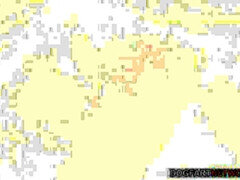 Zwart, Pijpbeurt, Schattig, Hondjeshouding, Sperma in gezicht, Kokhalzen, Roodharige vrouw, Trio