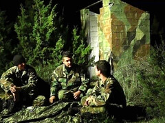 DP threesome - Aphrodite Joins The Army - military double penetration of big ass brunette