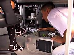 Sadomasochismus, Füsse, Fetisch, Deutsch, Absätze, Büro, Öffentlich, Sekretärin