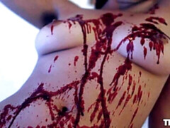 Badkamer, Grote mammen, Ondergoed, Masturbatie, Moeder die ik wil neuken, Natuurlijke tieten, Alleen, Strippen