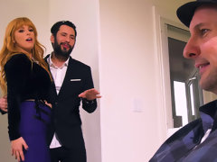 Grote mammen, Pijpbeurt, Diep in de keel, Hd, Man, Orgasme, Kut duiken, Roodharige vrouw