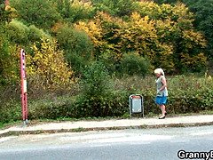 Old granny is picked up and pussy fucked