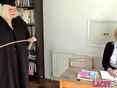 Blonde, Plantureuse, Lunettes, Grandpère, Mamie, Lesbienne, Mature