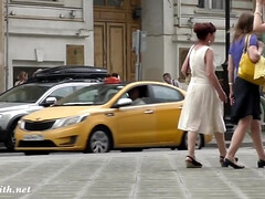 Jeny Smith walks in public with transparent shorts. Real flashing moments