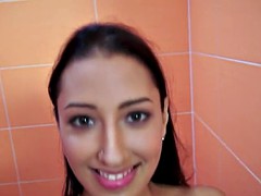 Euro babe pissed on before riding cock