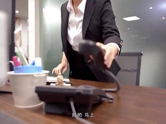 Grosse titten, Vollbusig, Chinesisch, Spermaladung, Handjob, Natürlichen titten, Büro, Sekretärin