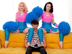 Rubia, Mamada, Morena, Animadora, Ffm, Lamidas, Cabello corto, Uniforme