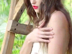 brown-haired sumptuous model marvelous striptease