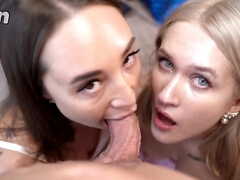 Russian girls share throbbing cock