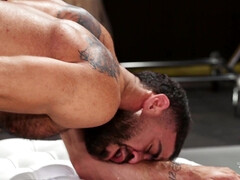 Part 2: Pinned Down By The Pin-Up - brunette shemale in sexy lingerie Domino Presley gets rimjob from her gay lover