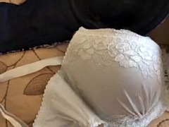 Jerking with wifes bras and panties with cumshot