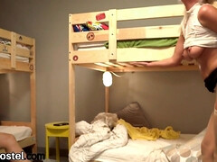 MMF stocking COUGAR gets poked in the hostel apartment after BLOW-JOB