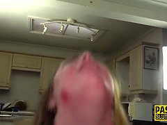 Dominated chubby submissive gets untied