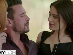 Blondine, Blasen, Schwanz, Aufs gesicht abspritzen, Lingerie, Zierlich, Rotschopf, Flotter dreier