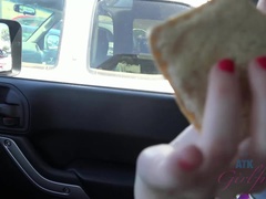 Enthousiasteling, Pijpbeurt, Bruinharig, Vriendin, Handbeurt, Openbaar, Mager, Tiener