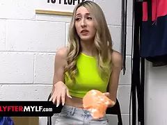 Shoplyfter mylf - dominative cougar officer Rose Lynn and her workmate discipline insane blonde thief