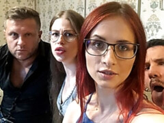 Kont, Pijpbeurt, Groep, Hardcore, Orgie, Roodharige vrouw, Tiener, Webcamera