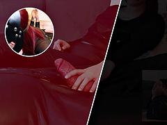 Redhead Mistress gives a Teasing Foot Smelling Worship Handjob to her Chastity Slave she ruins his Orgasm