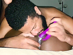 Dark-hued, pussy eating orgasm, creaming pussy