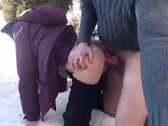 Amateur, Brunette brune, En levrette, De plein air, Adolescente