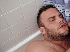 Tussi, Bisexuell, Blasen, Erotisch, Schwul, Dusche, Schlampe, Flotter dreier