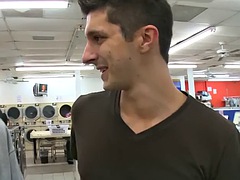 Ebony thug public fucked by white top in laundry service