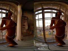 POV VR porn in 4k - amateur solo with perky tits girlfriend in sexy lingerie solo striptease