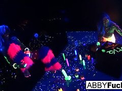 Ebony light rainy night with abigal mac and Ava Addams