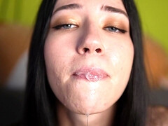 Get up close and personal with a petite amateur brunette's ASMR fetish in Spit Solo 08 (4K)