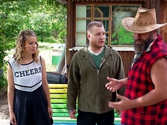 Tight cheerleader meets his stepdad and fucks him HARD