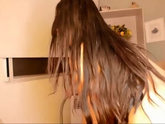 Enthousiasteling, Kont, Grote kont, Grote mammen, Latijnse vrouw, Masturbatie, Tiener, Webcamera