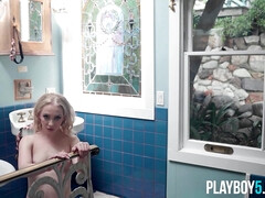 Salle de bains, Blonde, Lingerie, Nue, Petite femme, Solo, Adolescente, Nénés