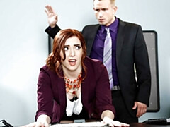 Mamada, Estilo perrito, Peludo, Oficina, Pelirrojo, Cabello corto, Adolescente, Tetas