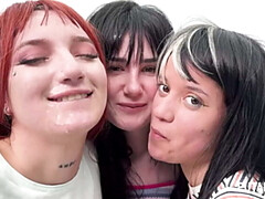 Hot Latina Teens Sara Villegas & Digna Morales Swallow Cum in Wild Bukkake Gangbang