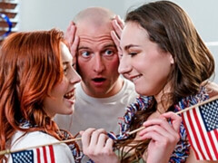 Grosser schwanz, Braunhaarige, Hundestellung, Hardcore, Rotschopf, Dürr, Flotter dreier, Titten