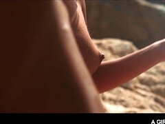 Plage, Noire, Doigter, Hongroise, Fille latino, Lesbienne, Léchez, Chatte