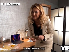 Karina King pays off her debt with her massive fake boobs and high heels