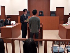 asian lawyer having to hand job in the court