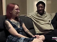 Petite Redhead Wife Haven Moss Sucks and Rides Huge Black Cock in Hot Amateur Interracial Sex