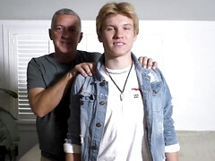 Inexperienced blond twink getting his cock jerked