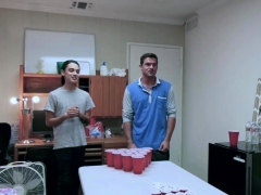Slut bffs plays beer pong and get fucked by two big cocks