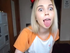 MERy tight blonde teen masturbating solo on webcam