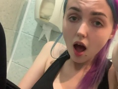 Masturbation my teen pussy in the toilet of gym while waiting for my coach