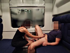 Hot Teacher Masturbates And Sucks A Students Cock On A Train Until He Cums In Her Mouth. They Risk Getting Caught  Public Se