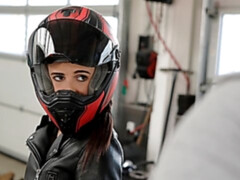 Miniature brunette with small tits Kate Rich rammed in the garage