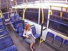 Hot blonde is sucking dick and fucking on the bus