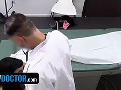 Naughty latin Apryl Rein makes a deal with her doc for faux virginity certificate - weirdo doctor