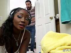 Sensual ebony teen Osa Lovely knows how to suck a white dick